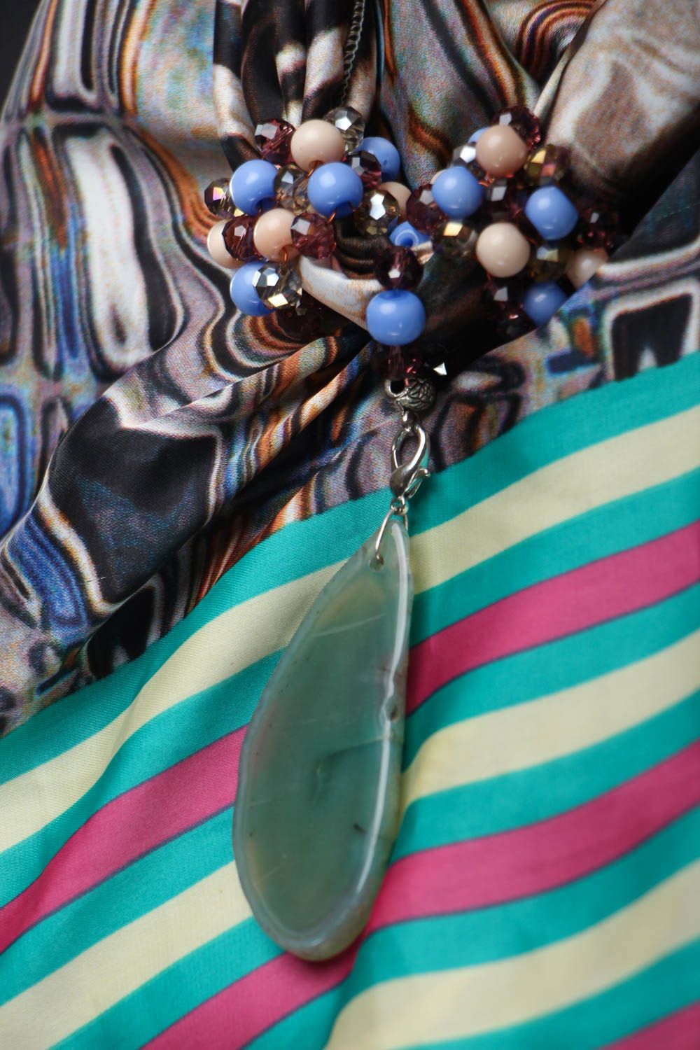 Silk scarf with natural stones photo 2