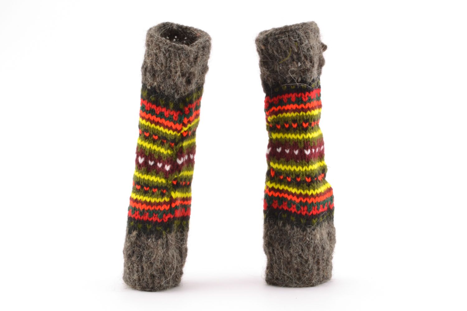 Knitted leg warmers with ornament photo 2