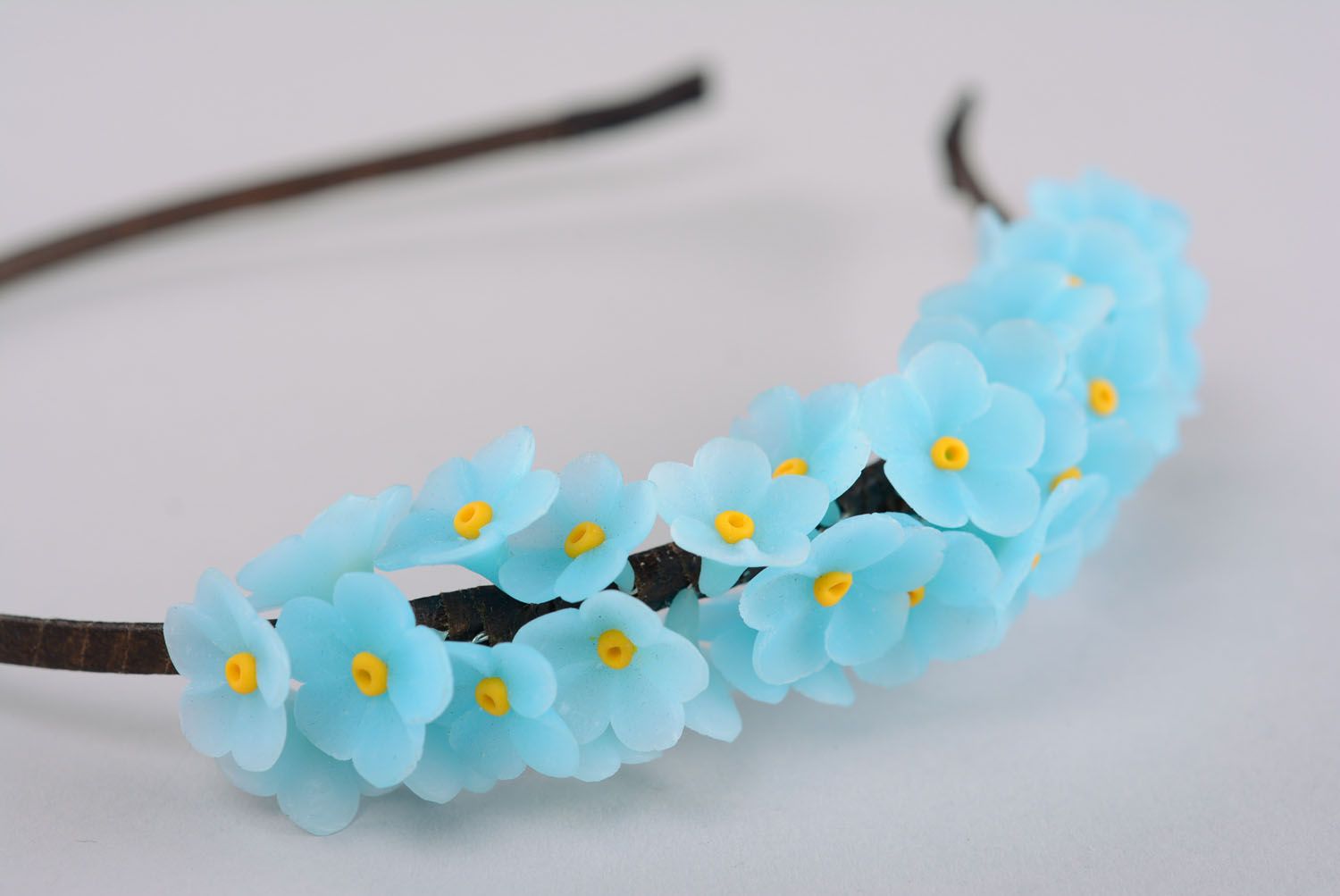 Plastic headband with forget-me-nots photo 5