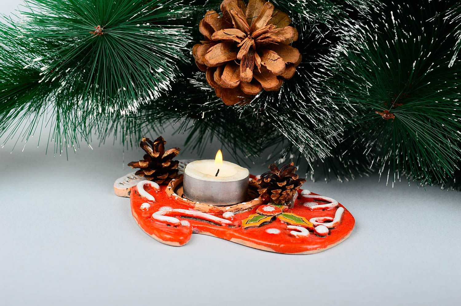 Kerzenhalter aus Ton handmade Haus Deko Fausthandschuh Deko Kerzenhalter schön foto 1