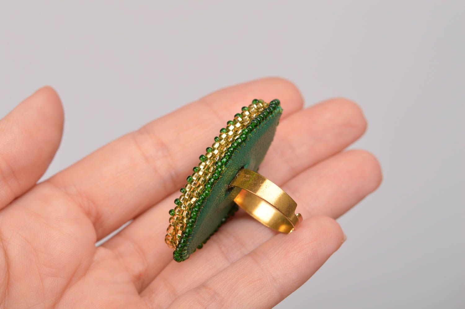 Naturstein Ring handgemachter Schmuck Ring Schmuck aus Glasperlen für Damen foto 2