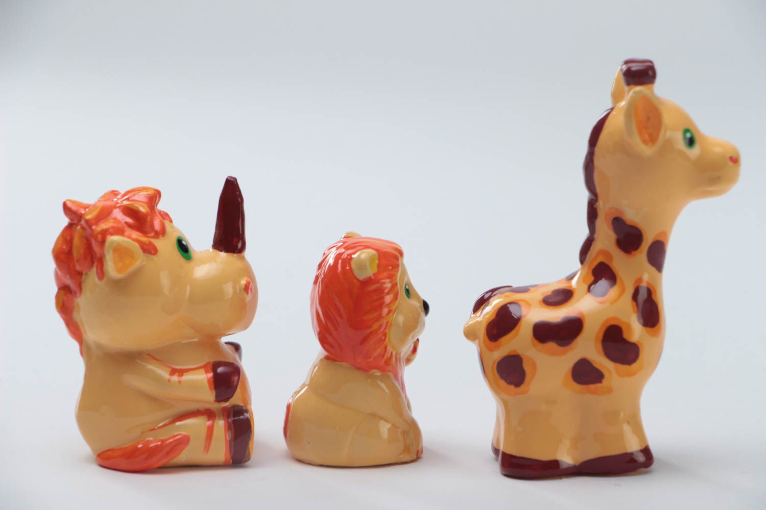 Ensemble de figurines en plâtre en forme d'animaux fait main 3 pièces décor photo 4