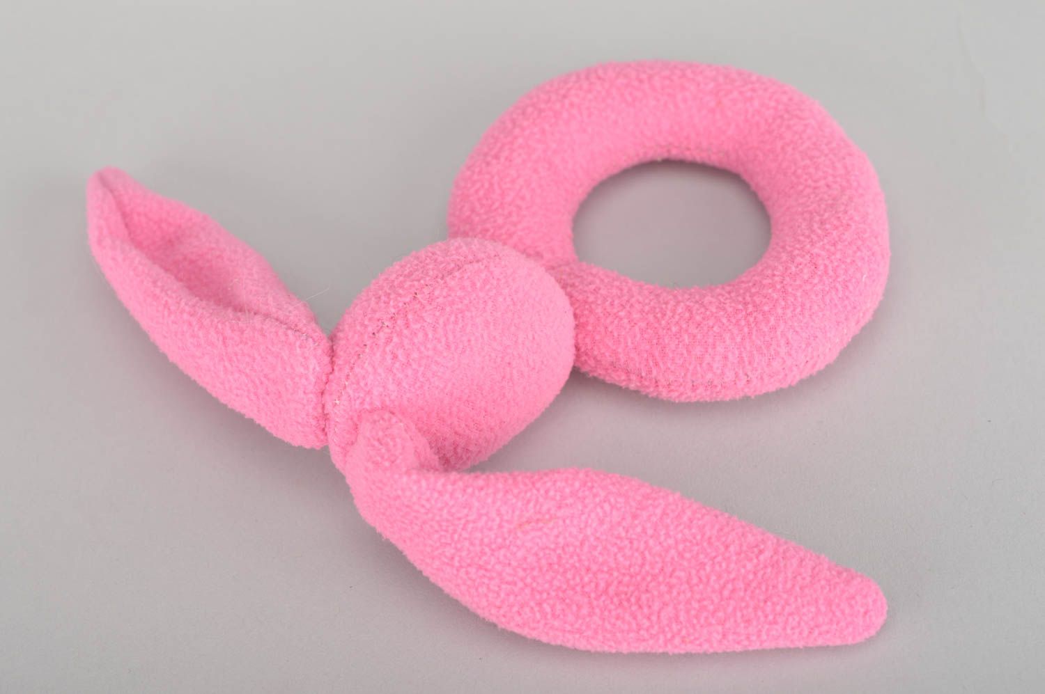 Красивая розовая мягкая игрушка ручной работы в виде зайца для маленьких детей фото 2