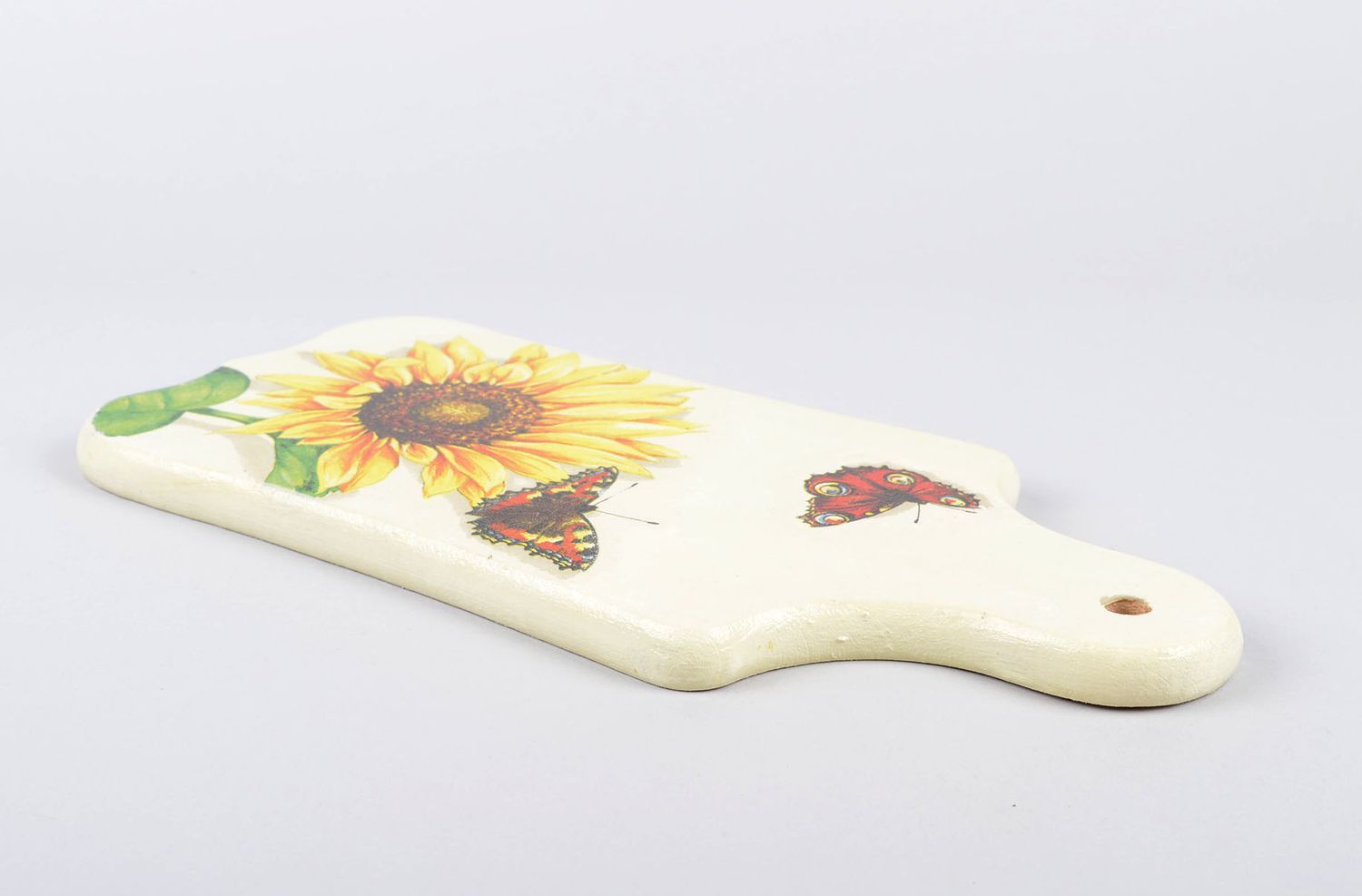 Handmade Deko Holzbrett für Küche Geschenk Idee Küche Dekoration mit Sonnenblume foto 3