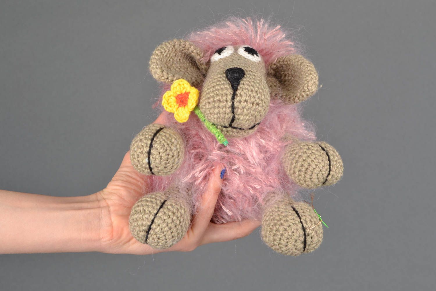 Designer crochet toy Pink Lamb photo 2