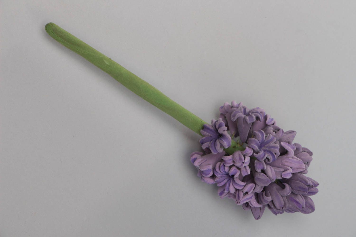 Цветок гиацинта из полимерной глины ручной работы объемный красивый оригинальный фото 4
