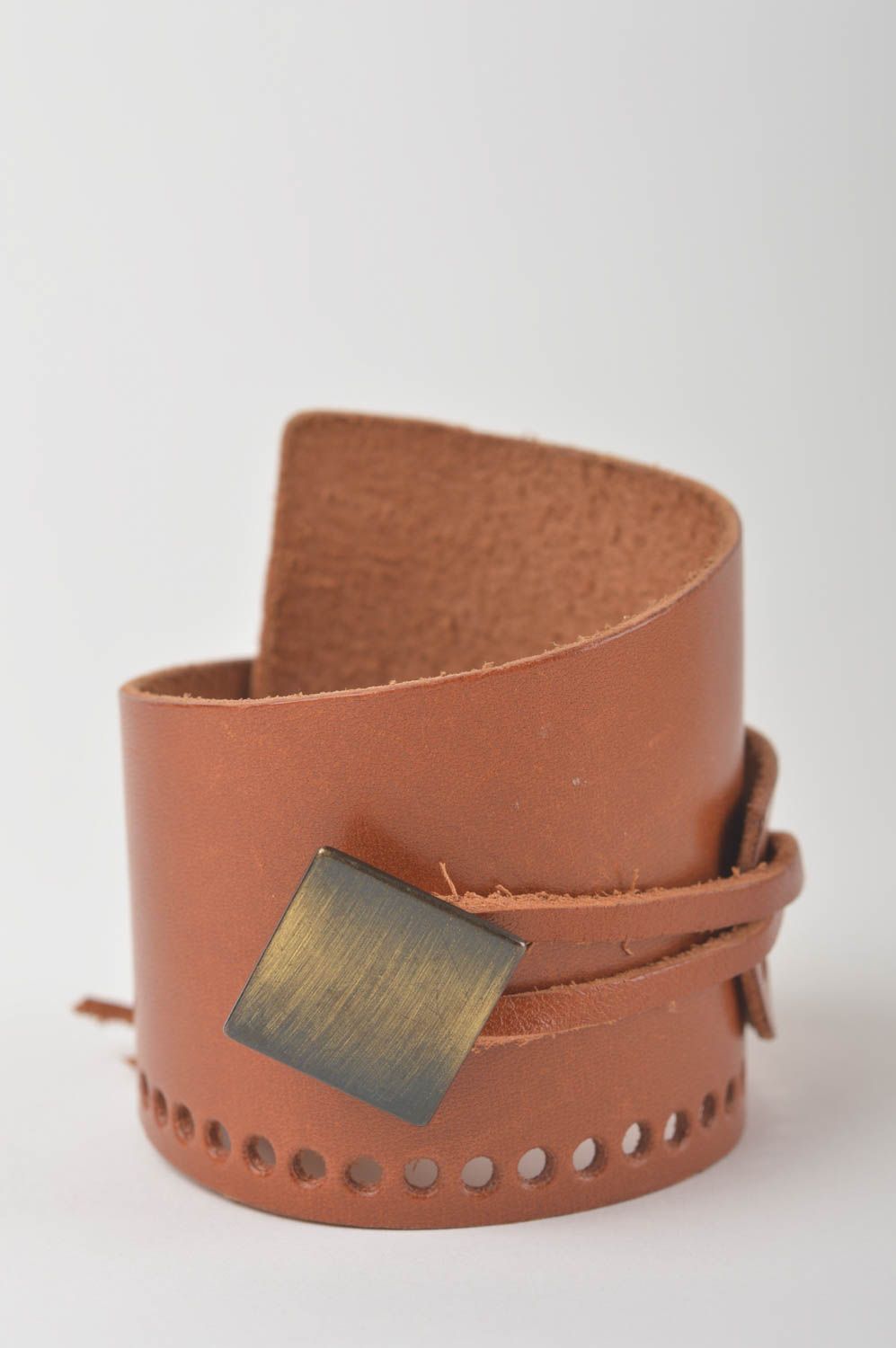 Unusual handmade leather bracelet leather goods cool jewelry designs photo 3
