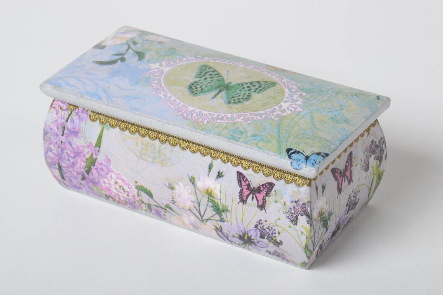 Beautiful handmade wooden jewelry box decoupage wooden box gifts for her photo 2