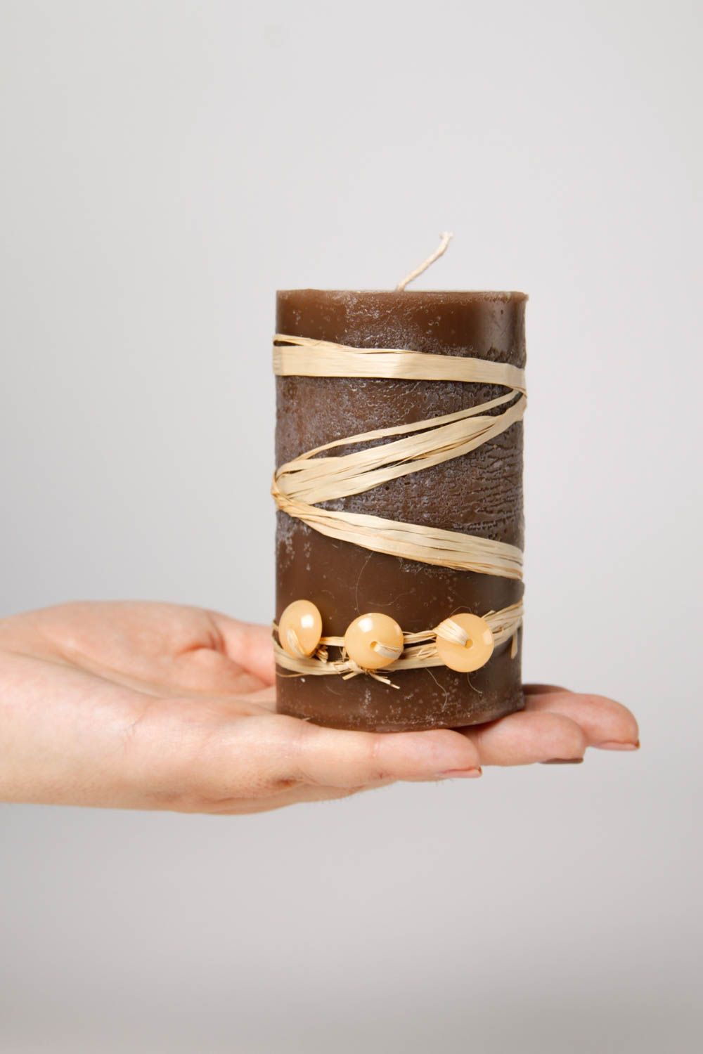 Aroma pillar gift unisex candle in brown color 3,94 inches, 0,55 lb photo 2