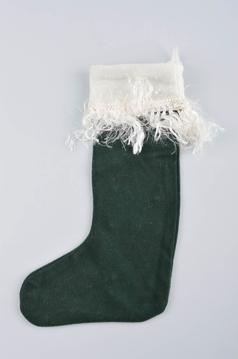 Chaussette Noël faite main Déco Noël vert foncé tissu Déco à suspendre photo 4
