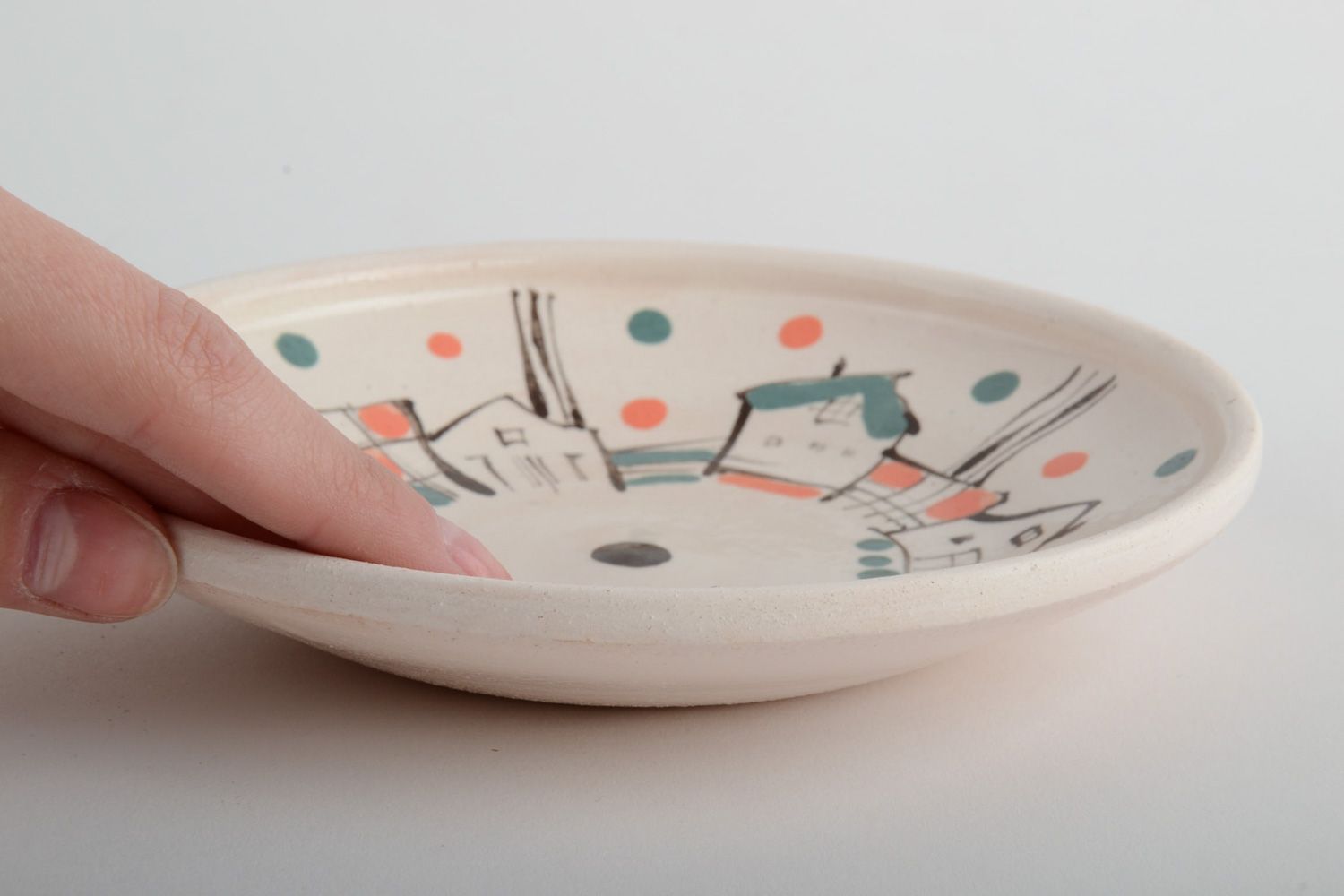 Petite assiette céramique avec peinture faite main originale de design photo 5