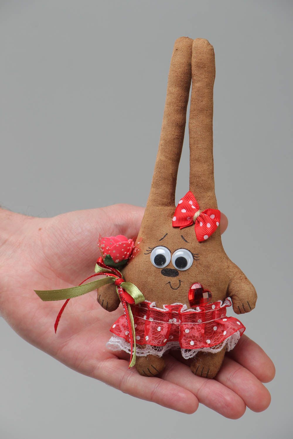 Textile handmade decorative soft toy fridge magnet cotton rabbit photo 5