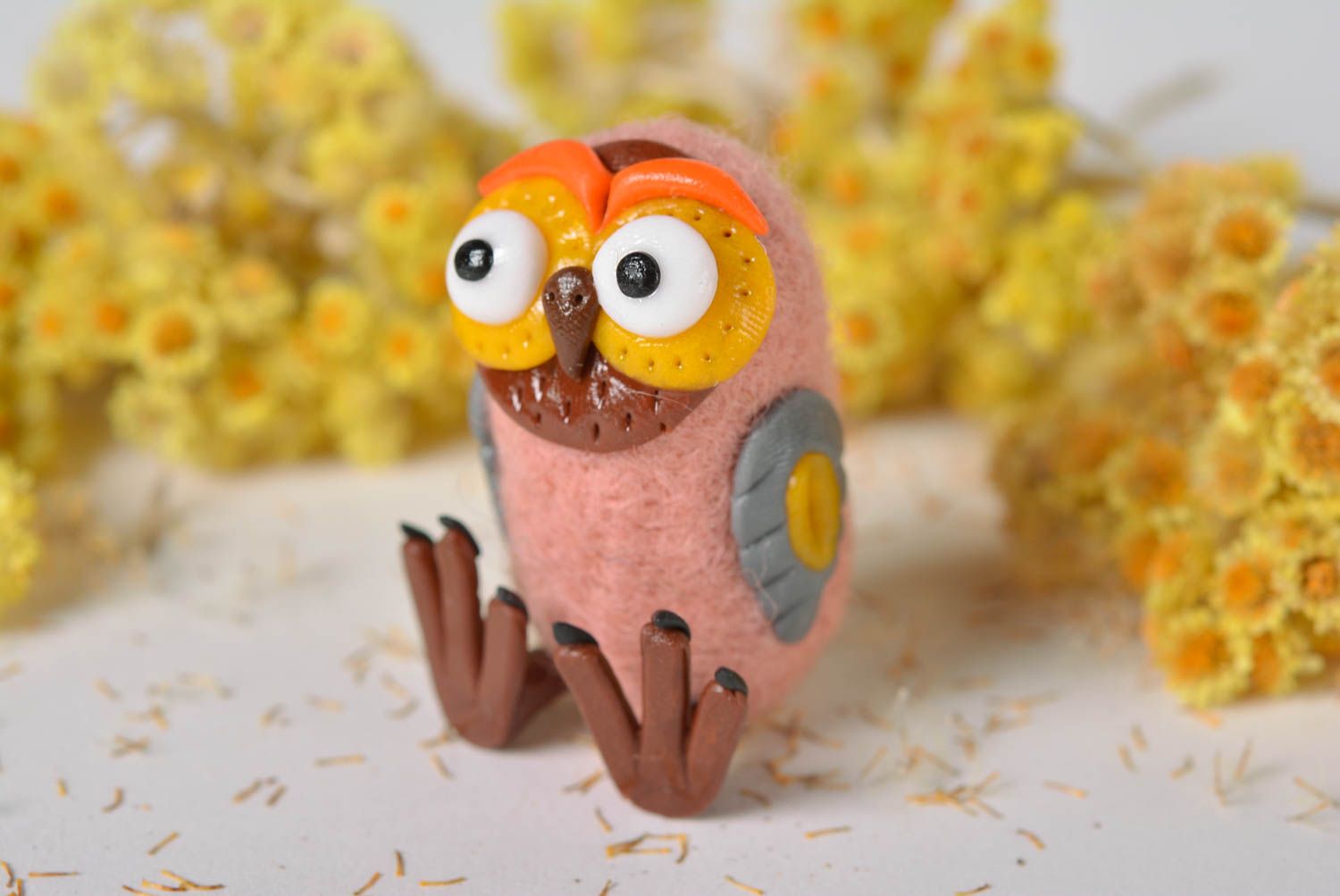 Wool felted unique toy handmade figurine owl home interior decoration ideas photo 5