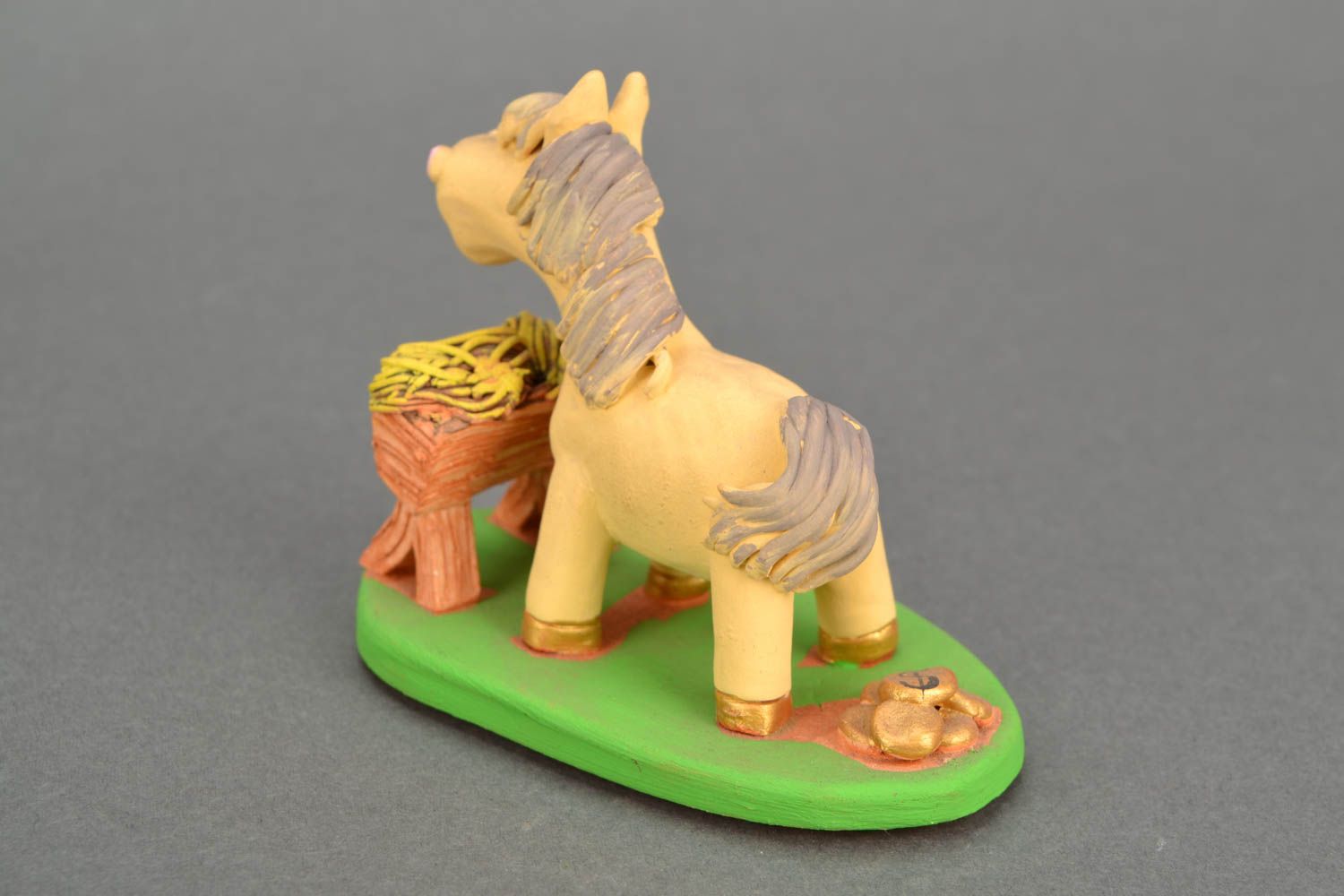 Statuetta cavallo in argilla fatta a mano figurina decorativa in ceramica  foto 5