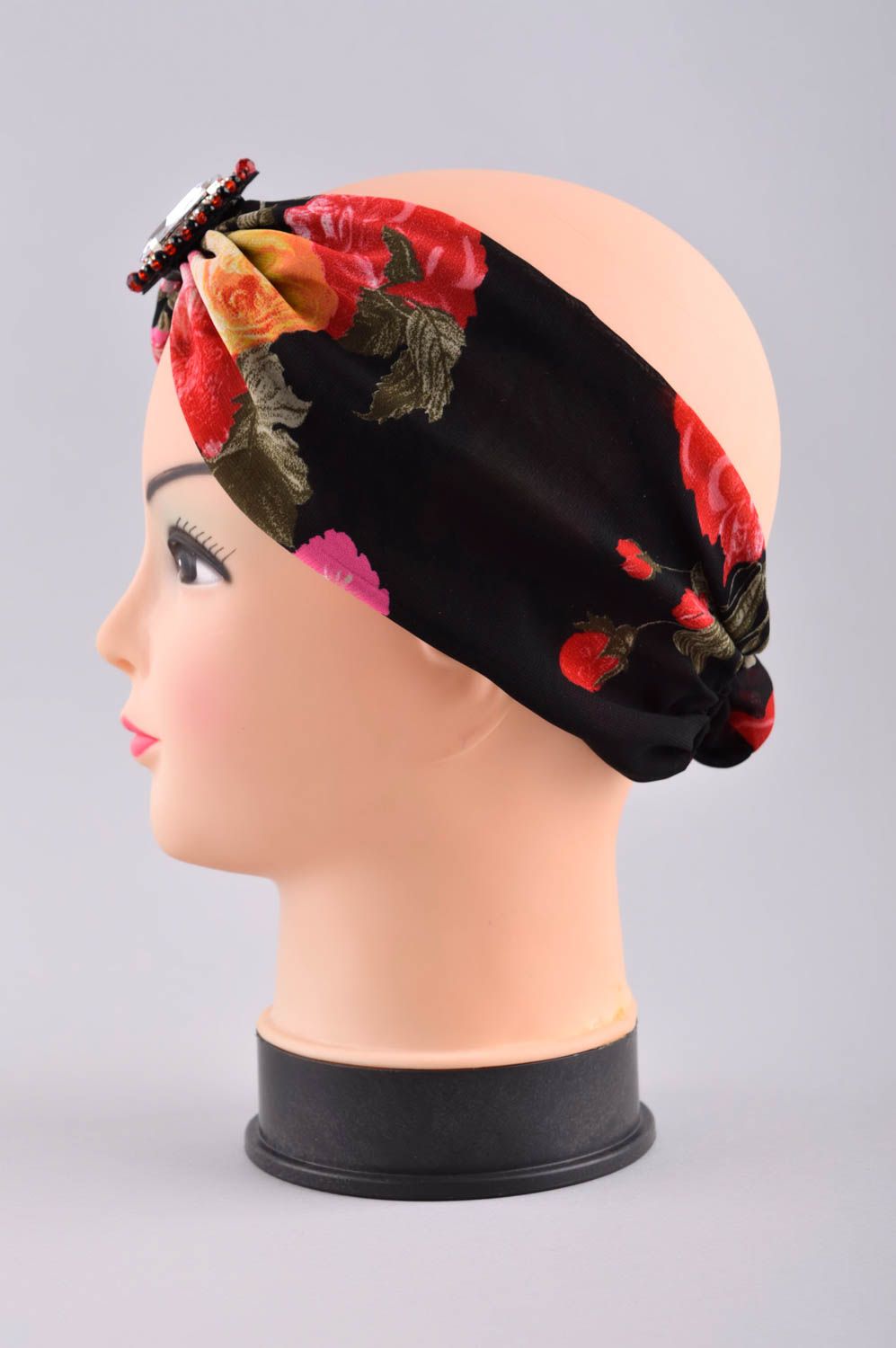 Повязка чалма ручной работы повязка на голову с цветами головной убор чалма фото 3
