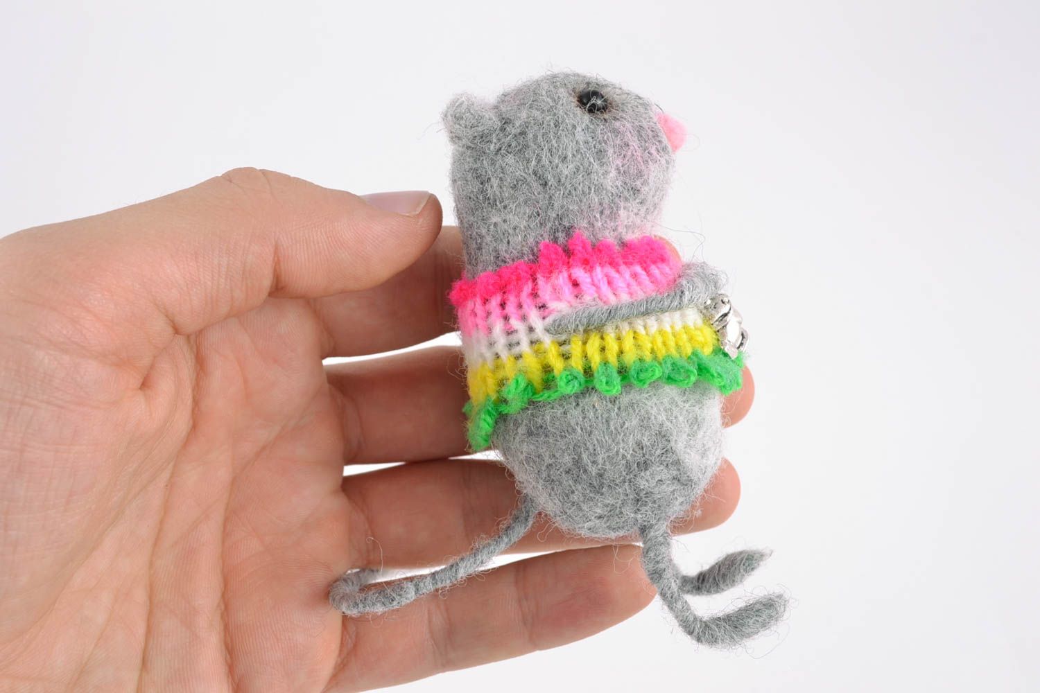 Felted wool toy for home Tea Mouse photo 2