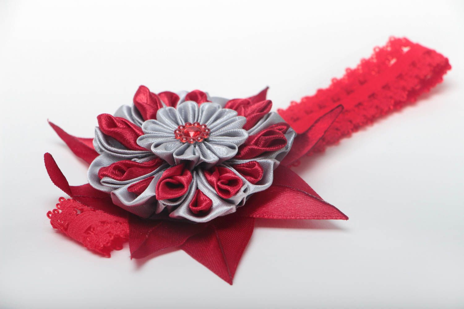 Handmade Haarband mit Blume Mädchen Haarschmuck Mode Accessoire originell  foto 3