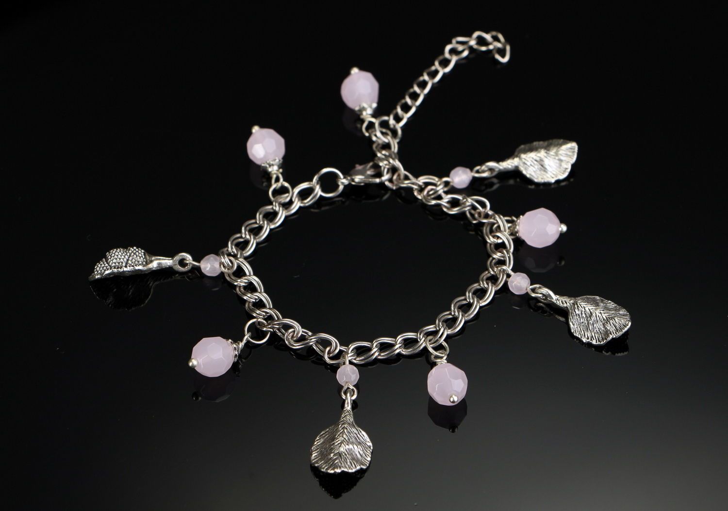 Bracelet avec quartz rose fait main photo 2