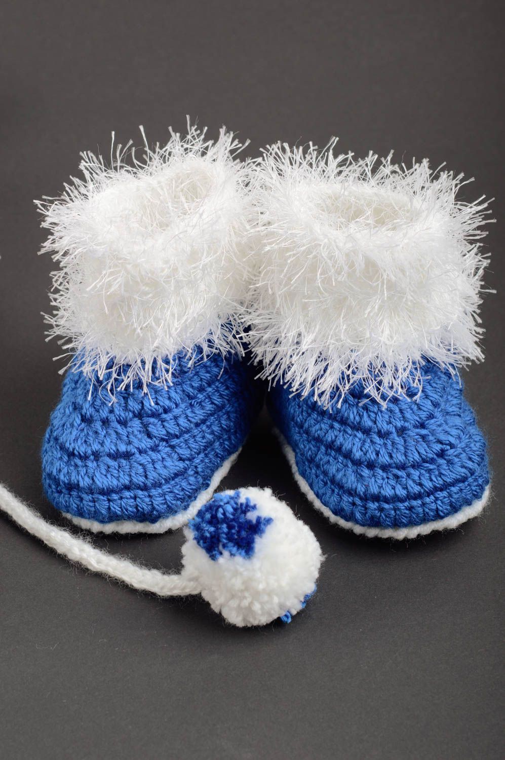 Kinder Jacke handgefertigt Baby Schuhe gehäkelte Mütze Baby Kleidung Set in Blau foto 5