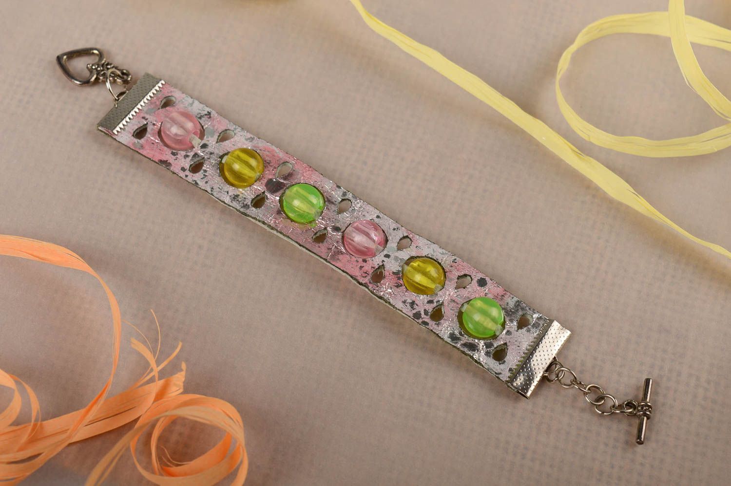 Beautiful handmade leather bracelet designer accessories for girls leather goods photo 1