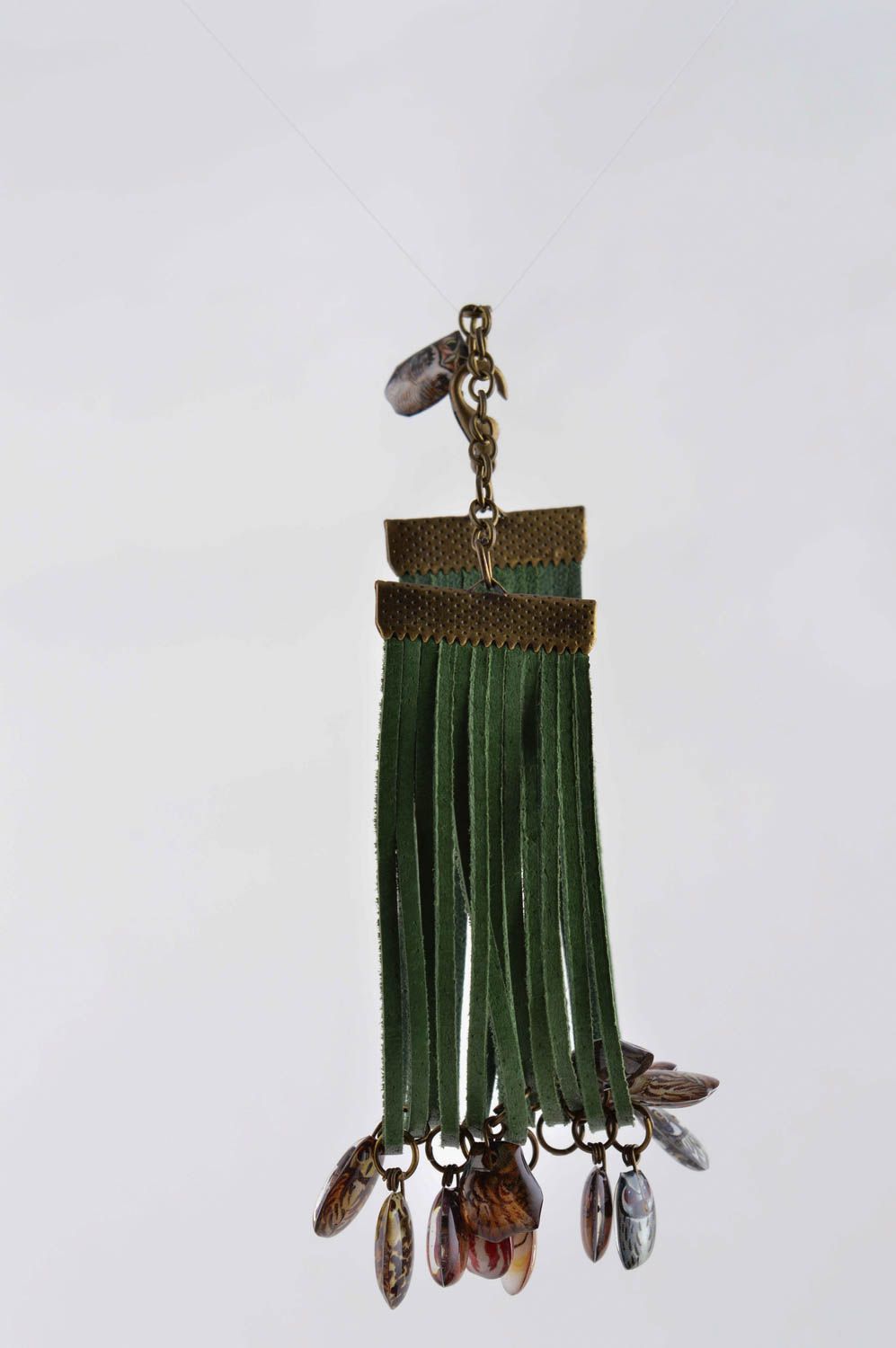 Bracelet en cuir Bijou fait main vert design Accessoire pour femme original photo 5