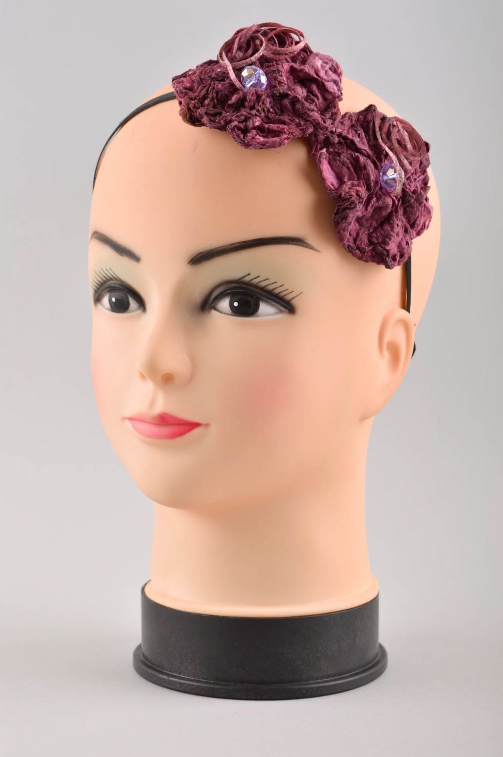 Serre-tête à fleurs fait main Accessoire coiffure original Cadeau femme photo 2
