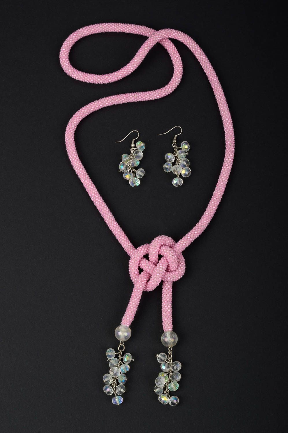 Collier aus Rocailles handmade Modeschmuck Ohrringe Frauen Accessoires in Rosa foto 1