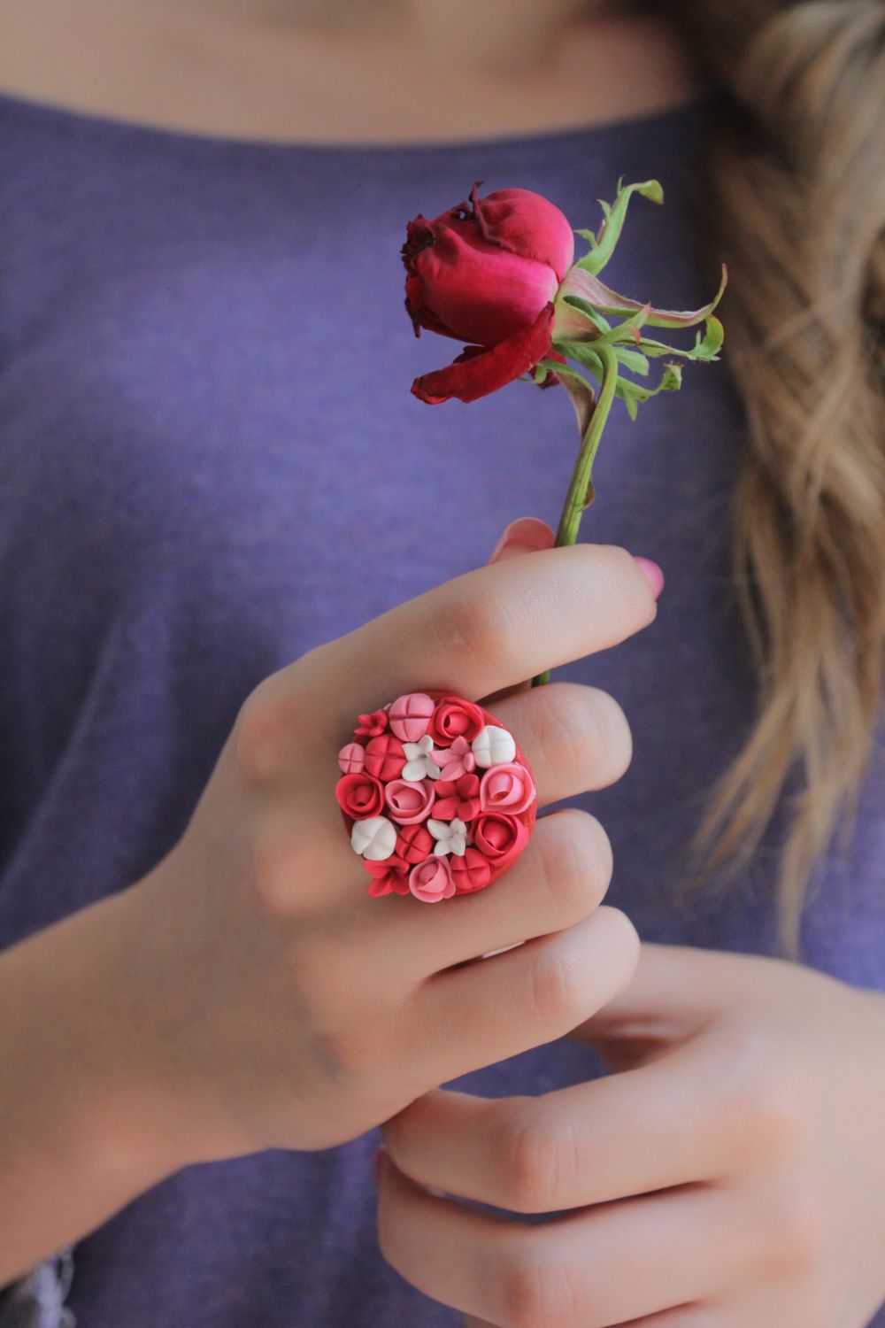 Handmade ring made ​​of polymer clay photo 5