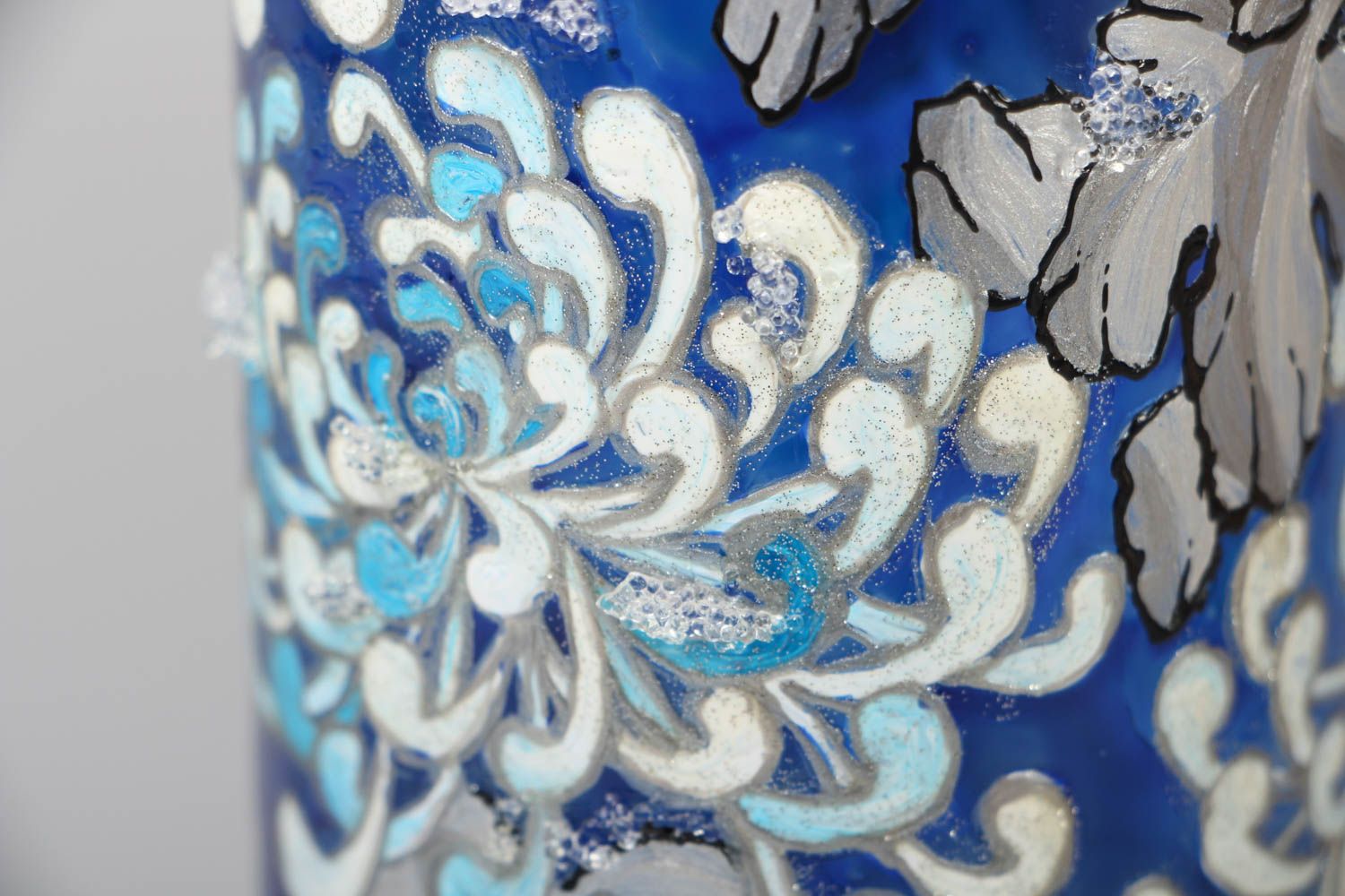Vase décoratif avec peinture vitrail fait main photo 2
