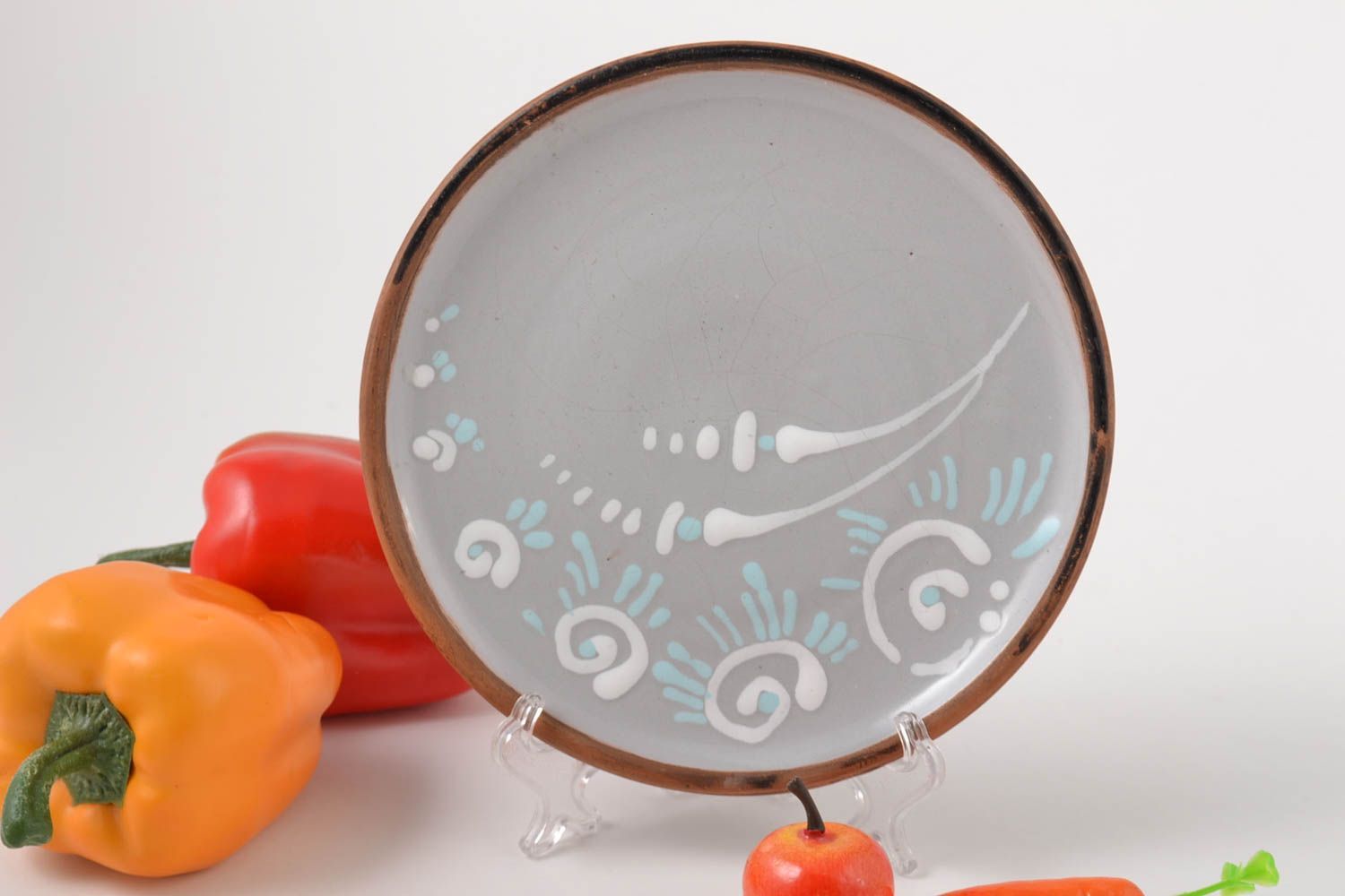 Керамическая тарелка авторского дизайна керамика ручной работы глиняная тарелка  фото 1