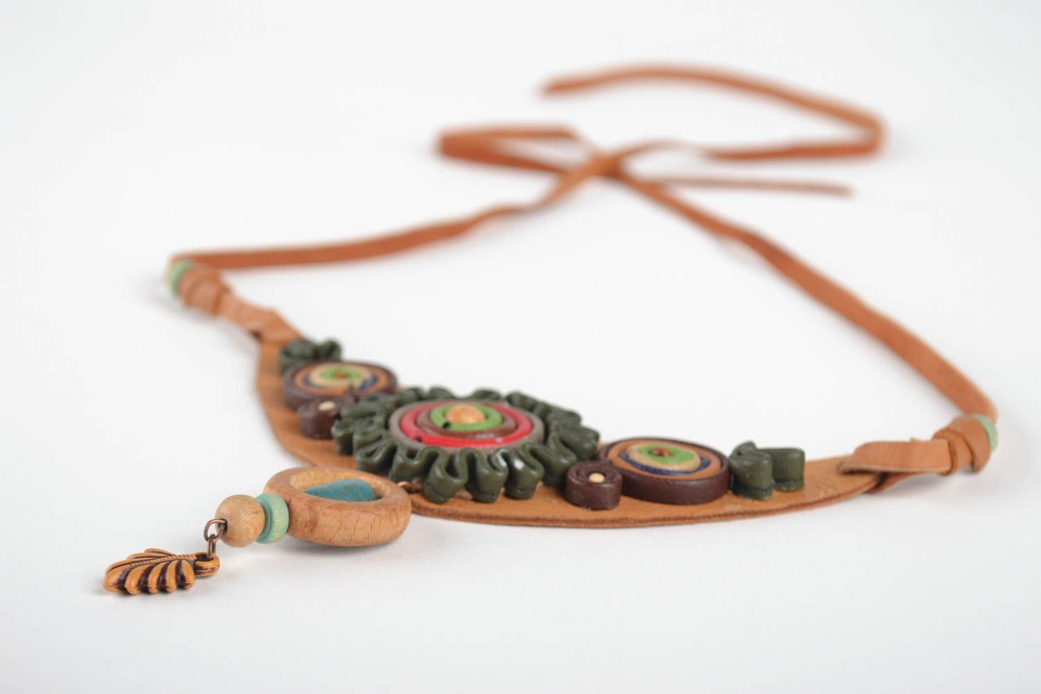Handmade Leder Collier Modeschmuck Halskette Geschenk für Frauen beige  foto 2