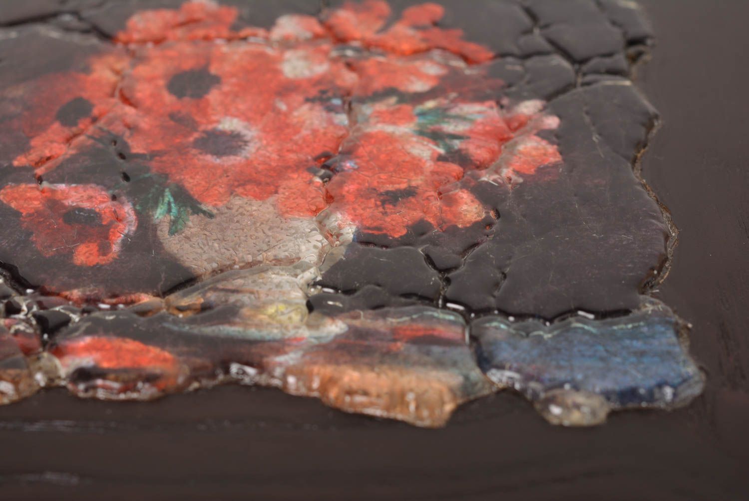 Gemälde modern handgefertigt Wandbild aus Holz exklusiver Dekoartikel mit Blumen foto 4