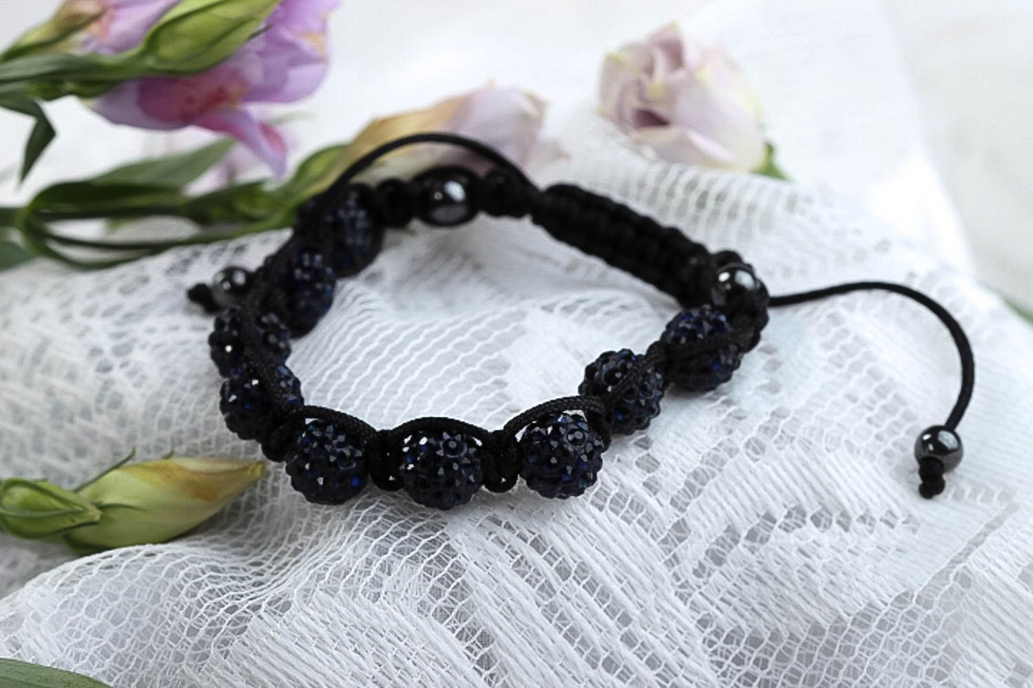 Bracelet tendance Bijou fait main noir en hématite design Accessoire femme photo 1