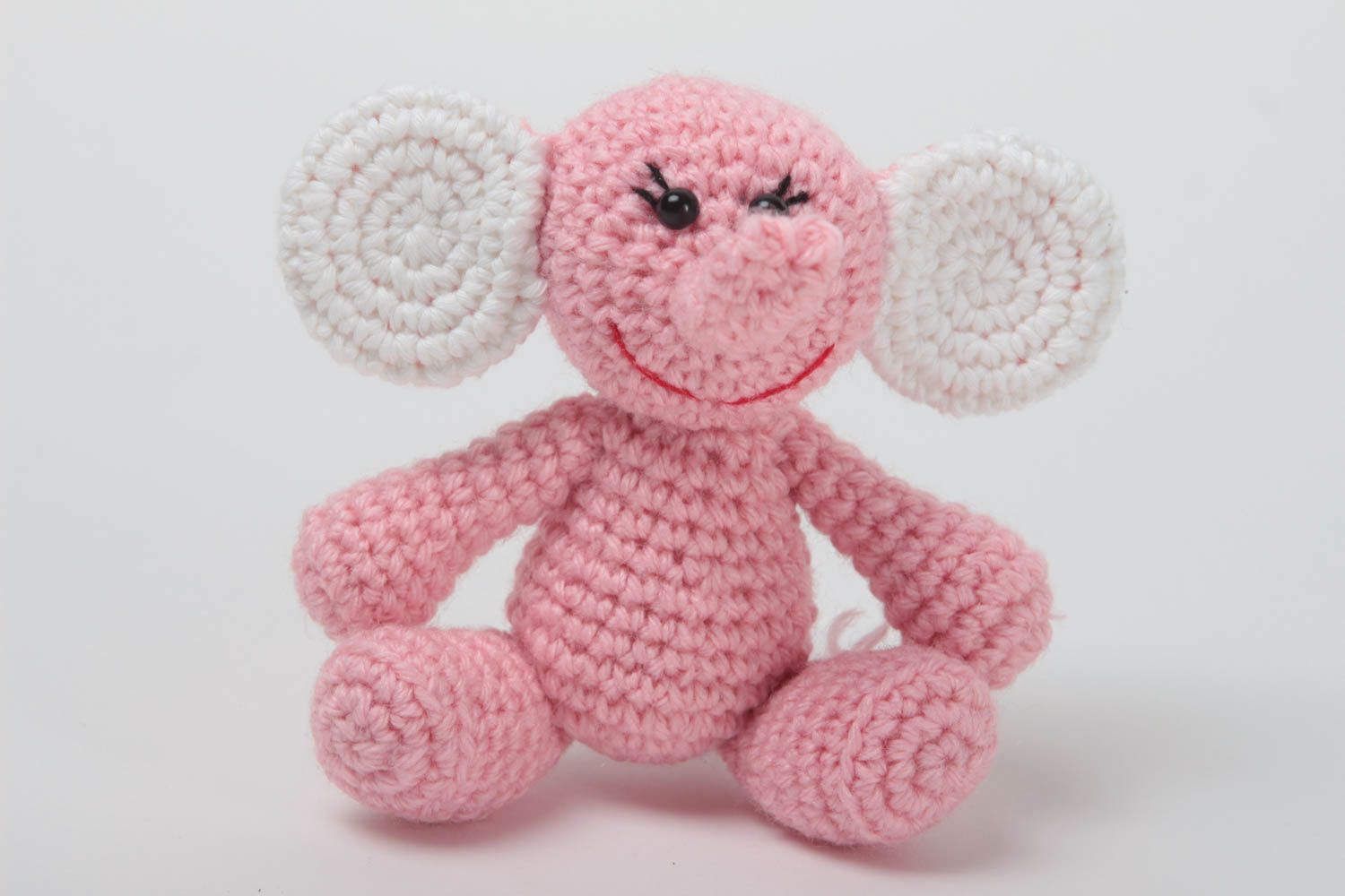 Вязаная игрушка слоник игрушка ручной работы мягкая игрушка слоненок розовая фото 2