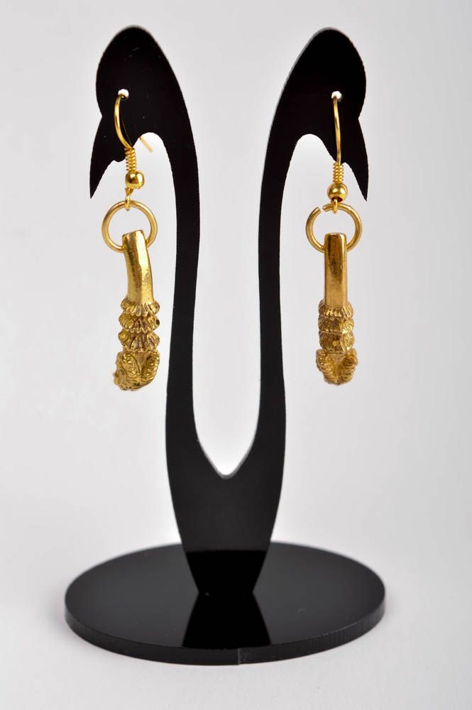 Handmade lange Ohrhänger Metall Schmuck Ohrringe für Damen auffallend grell foto 2