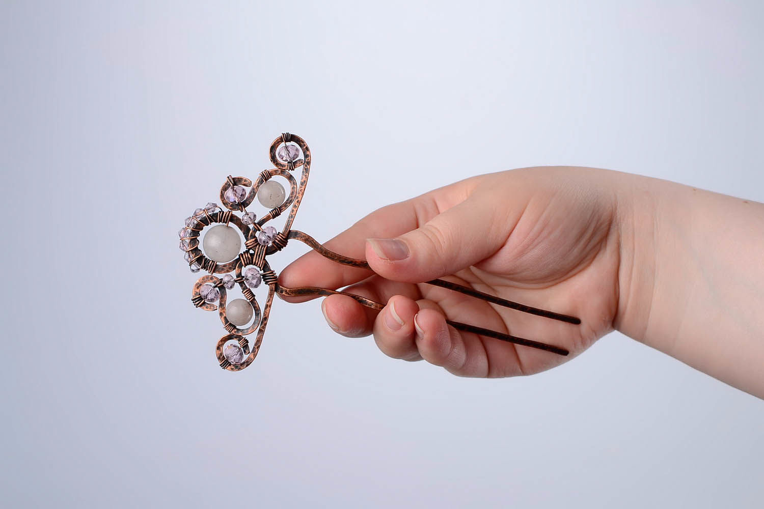 Hairpin with quartz and crystal photo 2