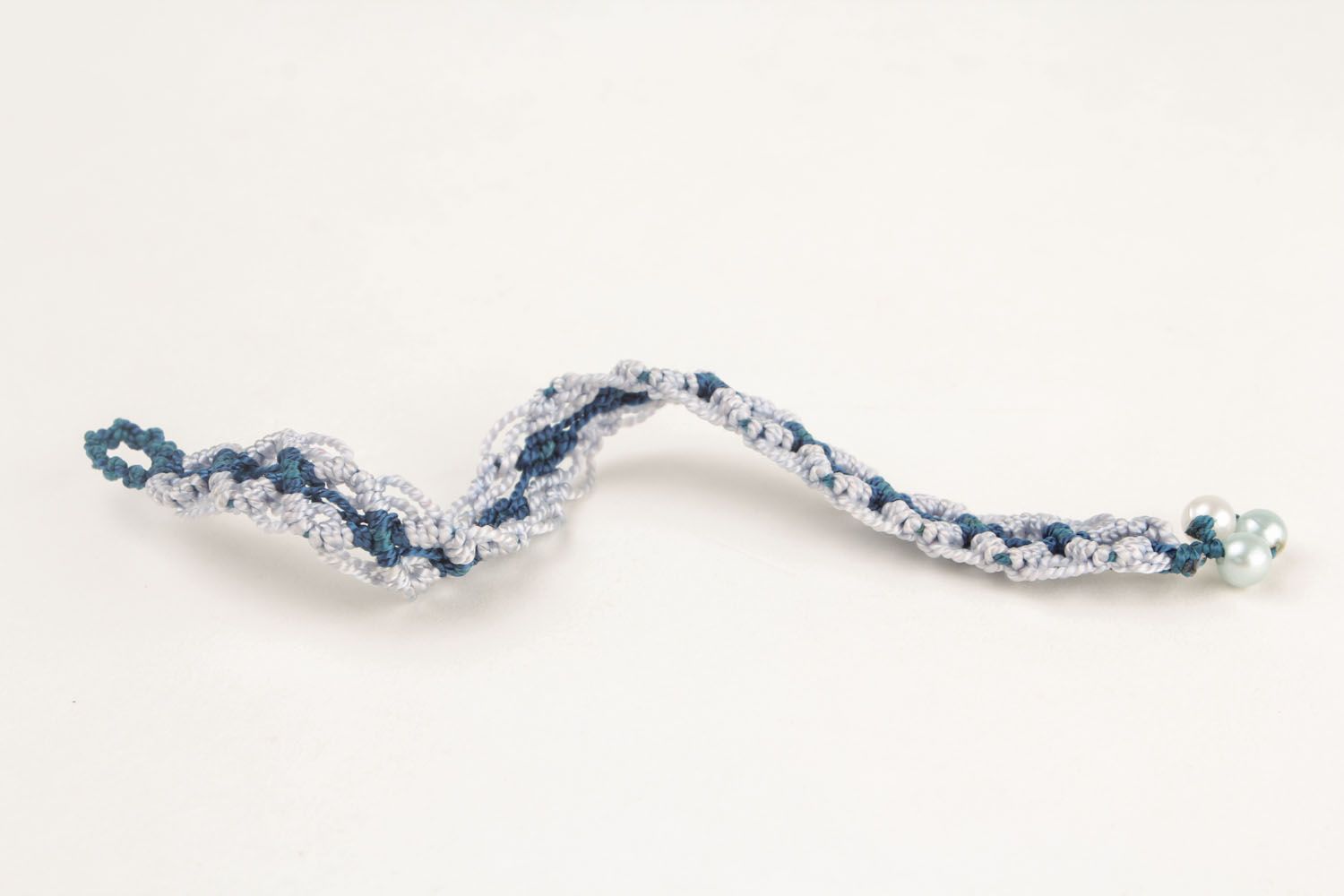 Textile bracelet in blue color palette photo 5