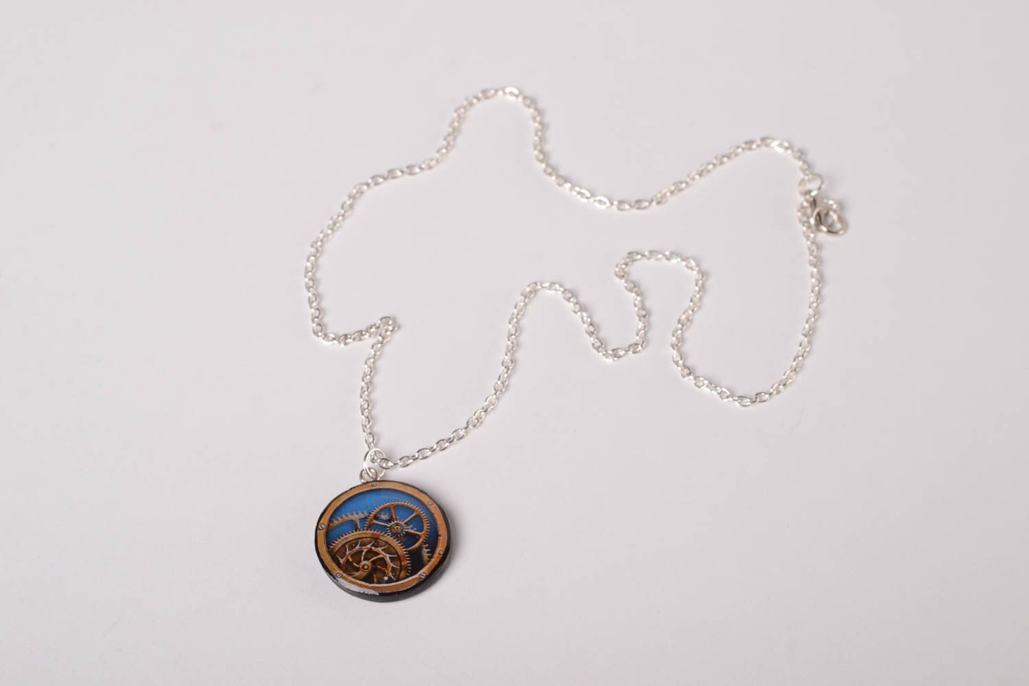 Handmade plastic pendant necklace decoupage ideas artisan jewelry designs photo 3