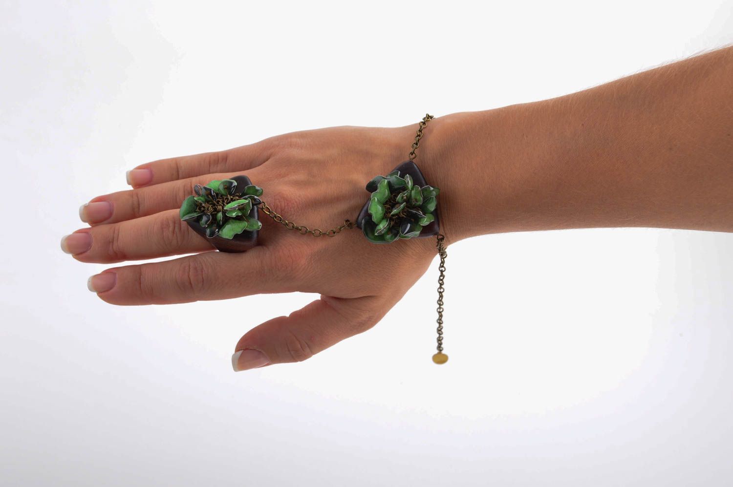 Handmade cute metal jewelry wrist bracelet and ring unusual accessory photo 6