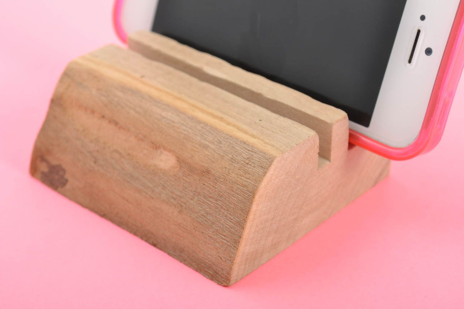 Sujetador para móvil de madera artesanal ecológico original bonito accesorio foto 1