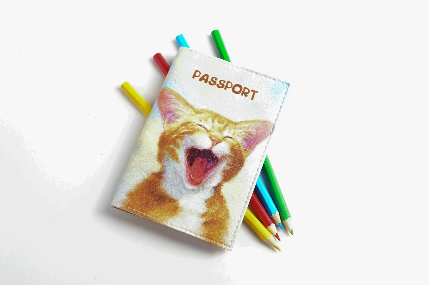 Handmade Reisepass Hülle Geschenk für Frau Ausweis Schutzhülle Katze originell foto 3