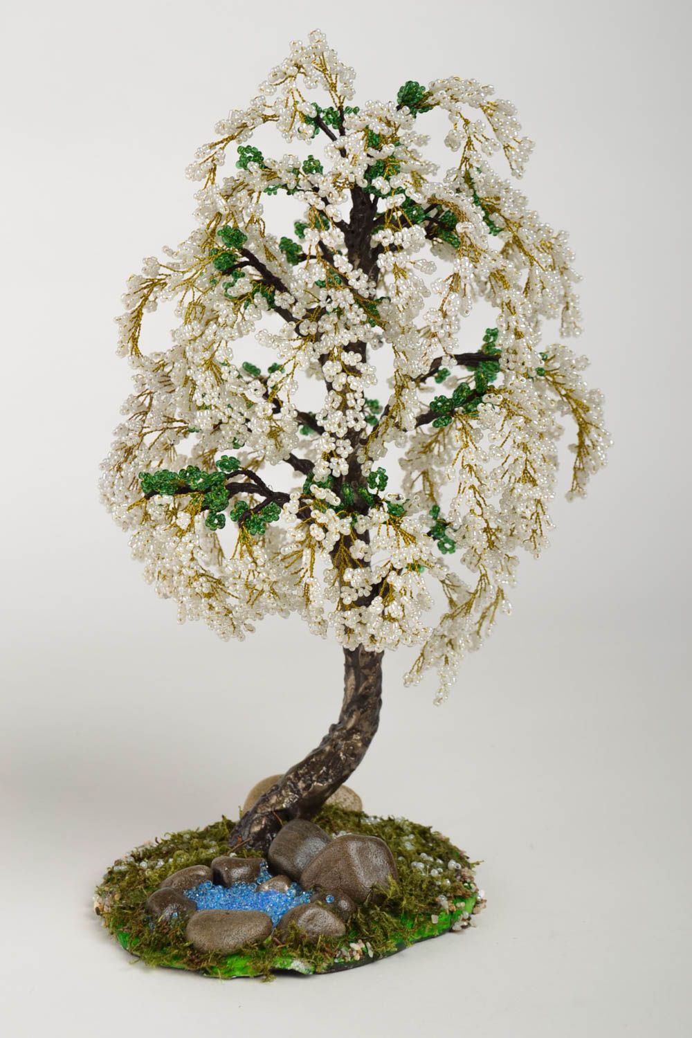 Искусственное дерево ручной работы дерево из бисера настольный декор черемуха фото 2