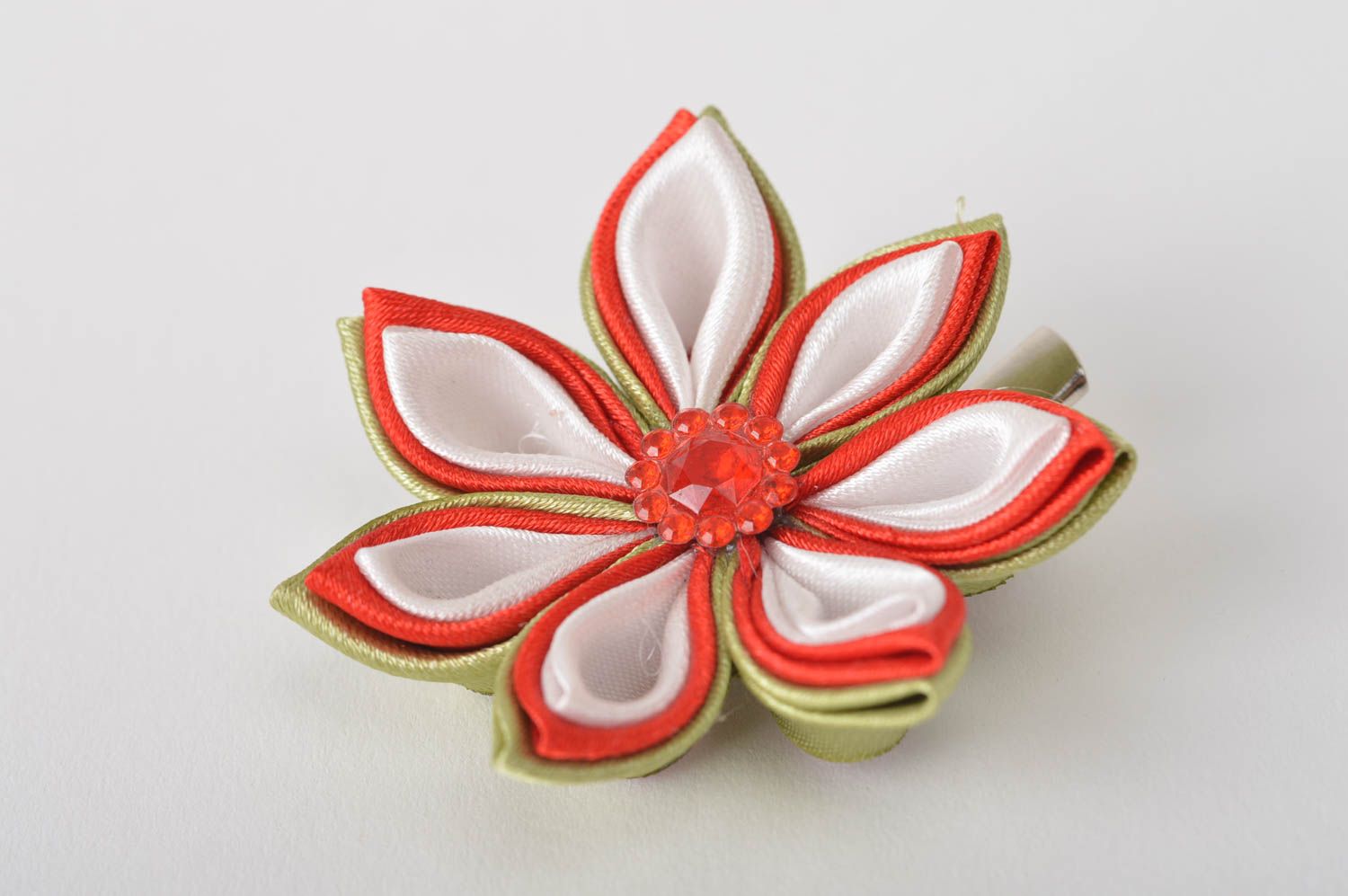 Handmade hair clip flowers for hair kanzashi flowers kids accessories gift ideas photo 3