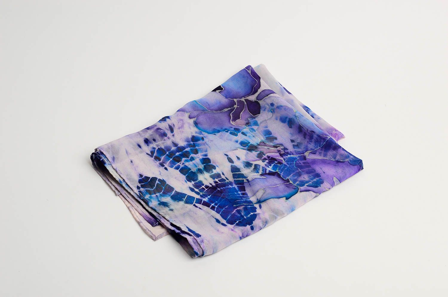 Фиолетовый шарф ручной работы шифоновый шарф авторский женский шарф необычный фото 2