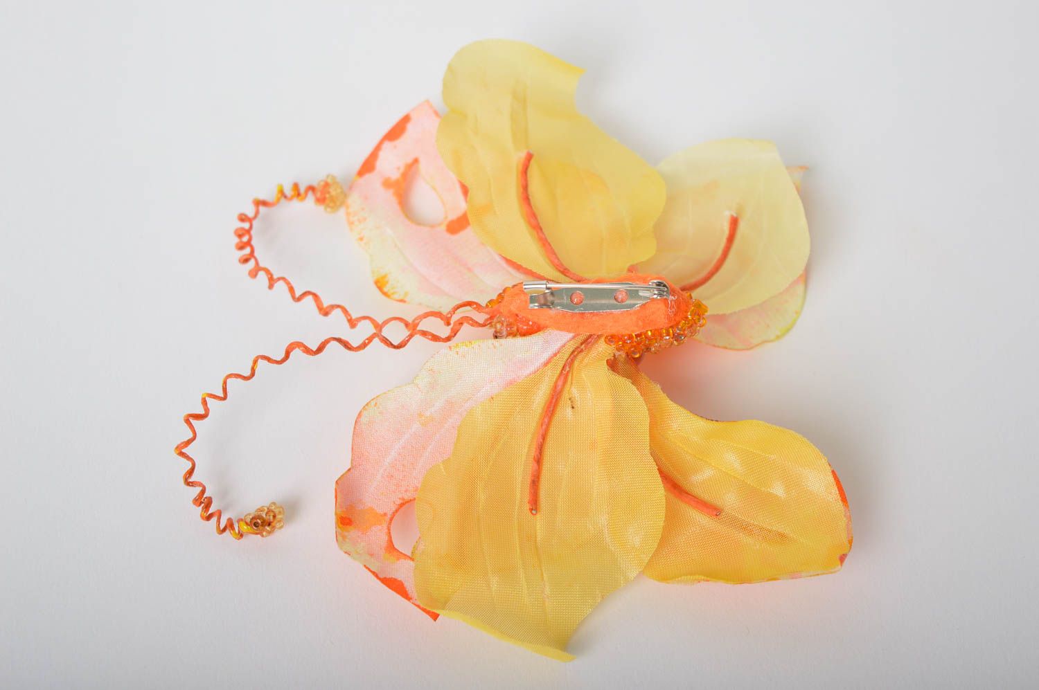 Брошь ручной работы брошь бабочка дизайнерское украшение оранжевое стильное фото 3