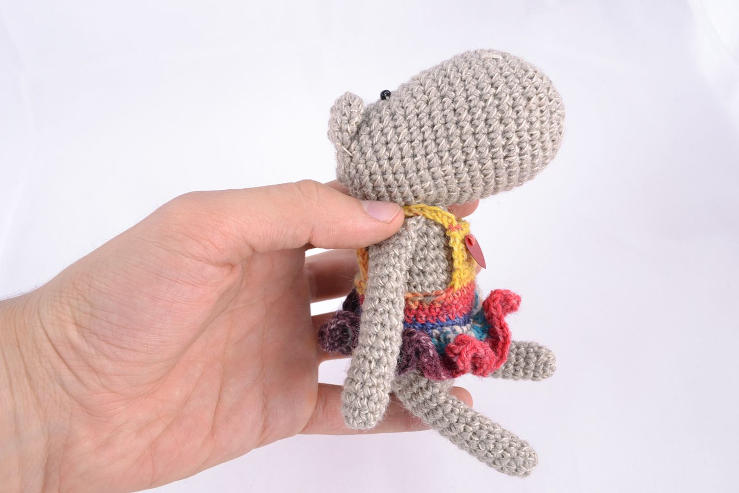 Soft crochet toy gray hippo photo 3