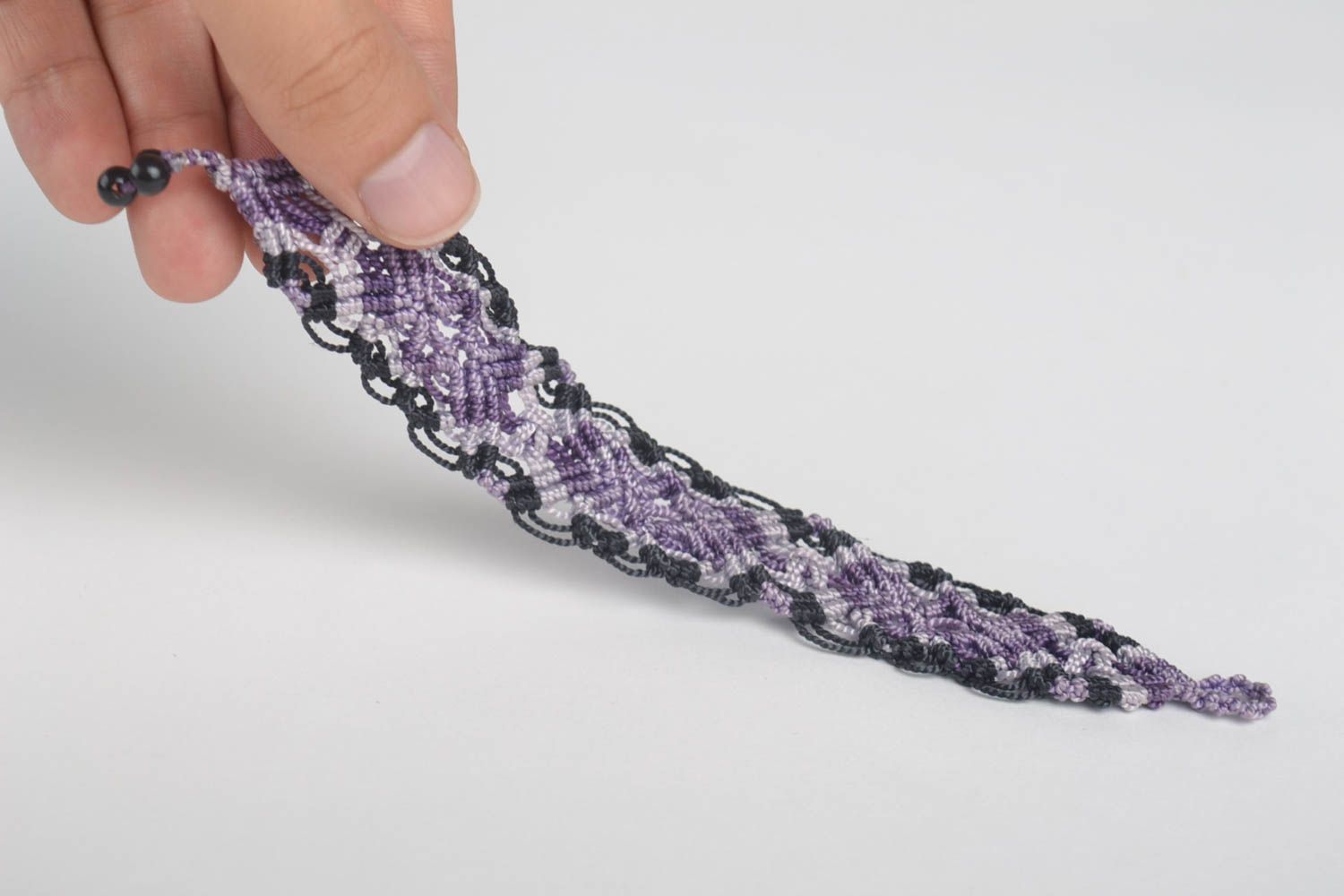 Модный браслет браслет из ниток плетеный браслет макраме сиреневый широкий фото 5