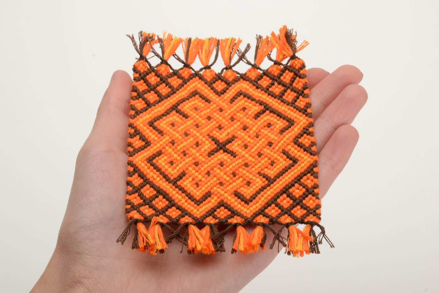 Textil Untersetzer für Tassen aus Mulinee Fäden geflochten handmade foto 5
