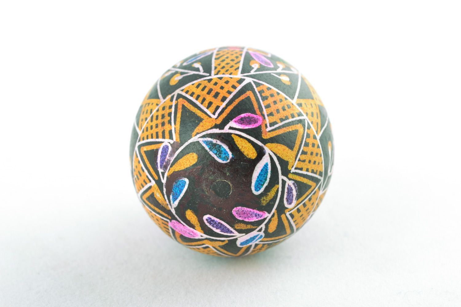 Handmade painted Easter egg pysanka with rich ornament made with hot wax  photo 5