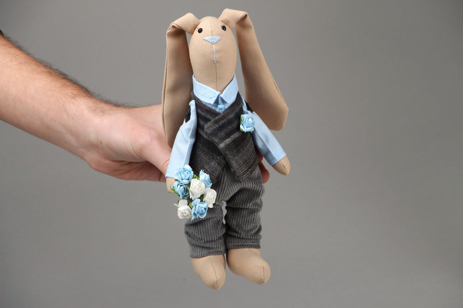 Fabric toy Rabbit with Flowers photo 4